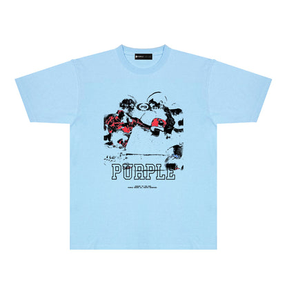 Purple Boxing Graphic T-Shirt Short Sleeve Casual Streetwear Tee PUR119