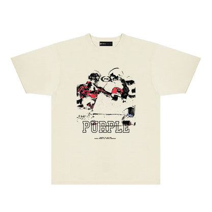 Purple Boxing Graphic T-Shirt Short Sleeve Casual Streetwear Tee PUR119