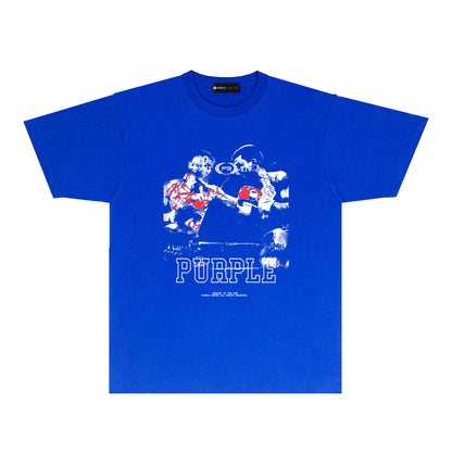 Purple Boxing Graphic T-Shirt Short Sleeve Casual Streetwear Tee PUR119