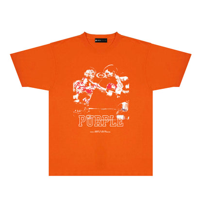 Purple Boxing Graphic T-Shirt Short Sleeve Casual Streetwear Tee PUR119