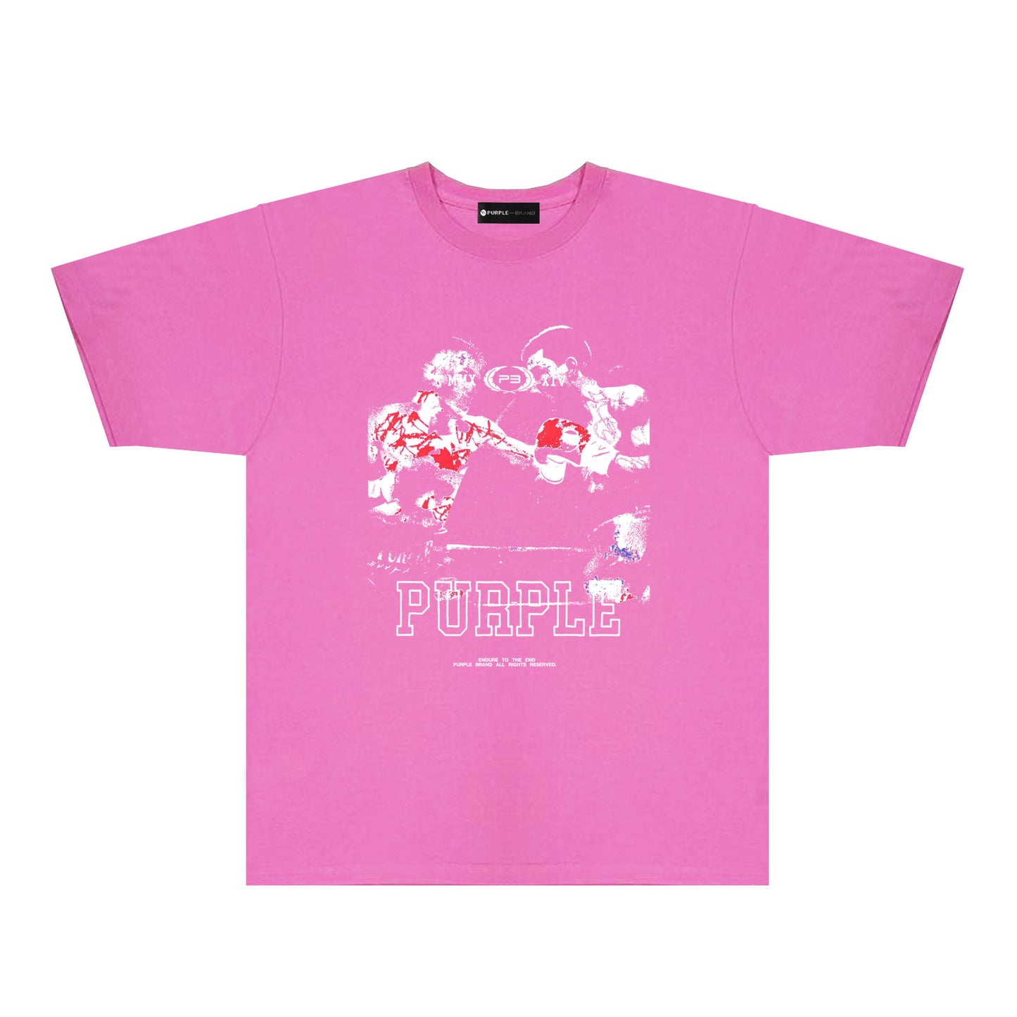 Purple Boxing Graphic T-Shirt Short Sleeve Casual Streetwear Tee PUR119