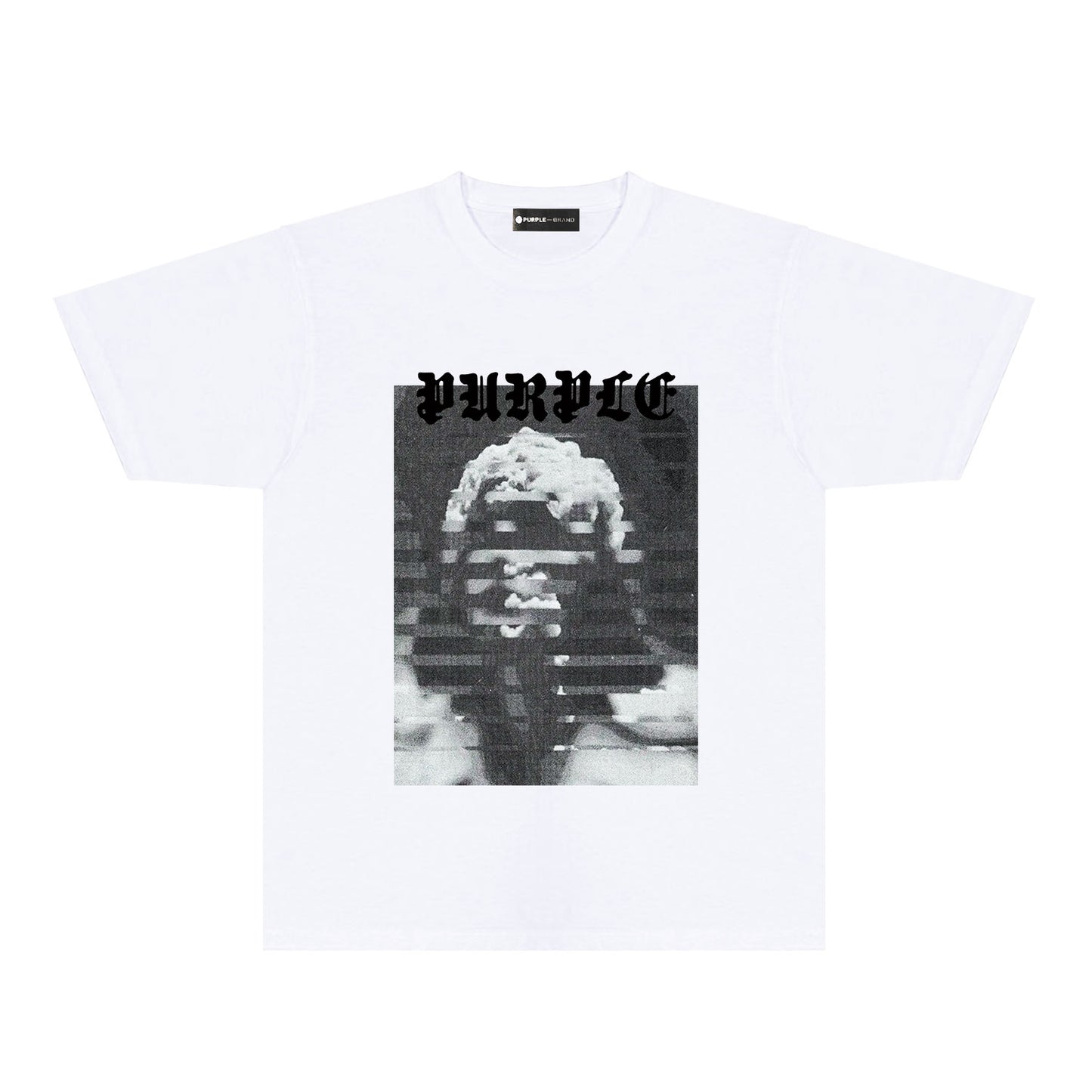 Purple Mushroom Cloud Ape Head Graphic T-Shirt Short Sleeve Casual Streetwear Tee PUR120