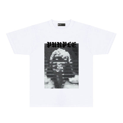 Purple Mushroom Cloud Ape Head Graphic T-Shirt Short Sleeve Casual Streetwear Tee PUR120