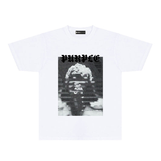 Purple Mushroom Cloud Ape Head Graphic T-Shirt Short Sleeve Casual Streetwear Tee PUR120