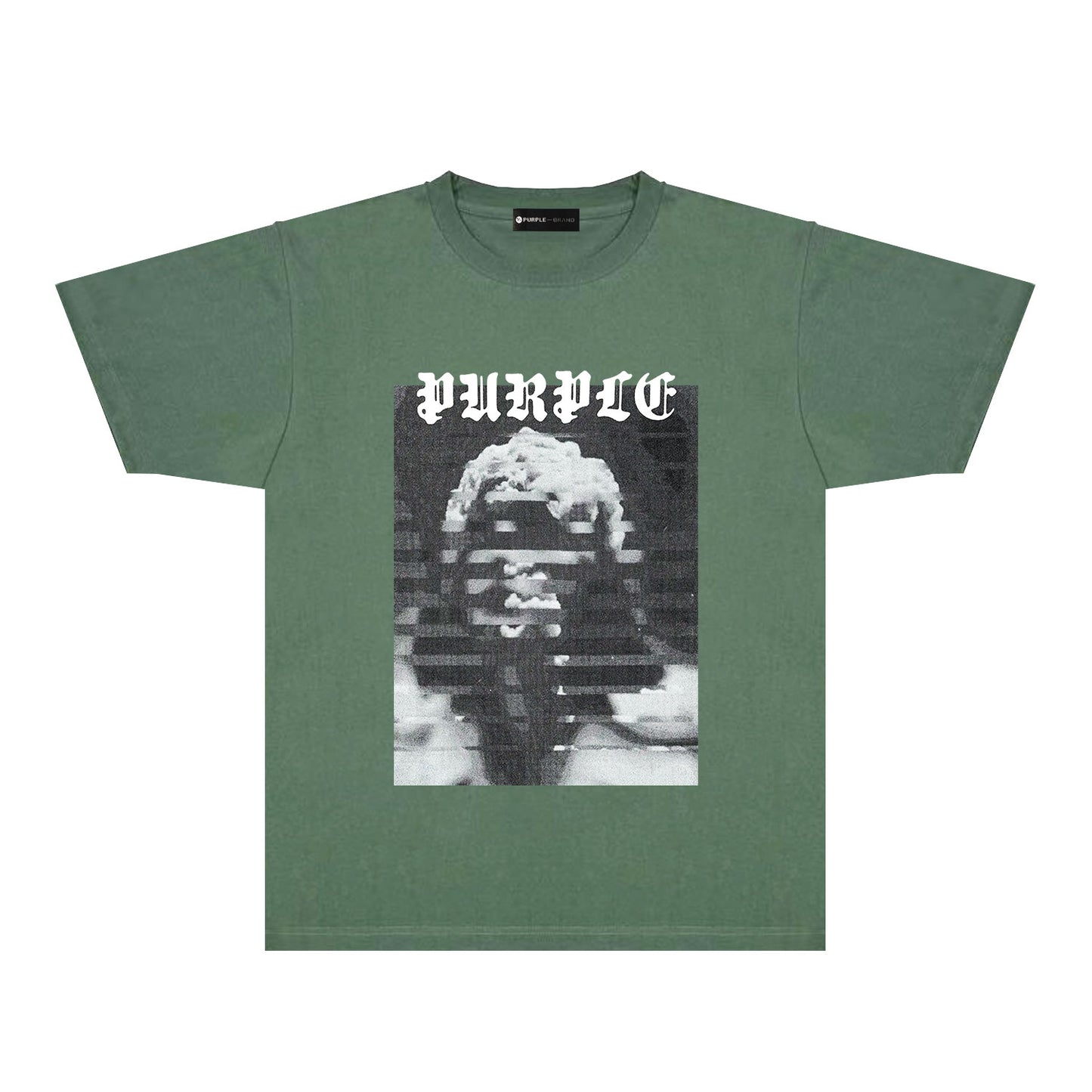 Purple Mushroom Cloud Ape Head Graphic T-Shirt Short Sleeve Casual Streetwear Tee PUR120