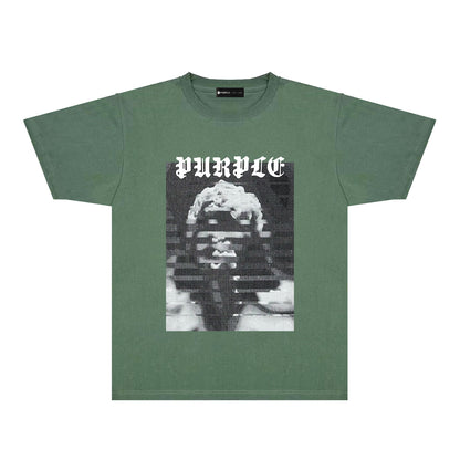 Purple Mushroom Cloud Ape Head Graphic T-Shirt Short Sleeve Casual Streetwear Tee PUR120