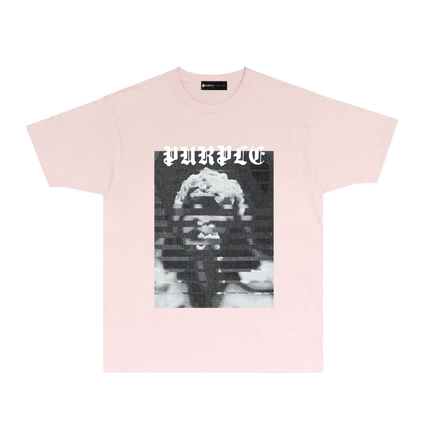 Purple Mushroom Cloud Ape Head Graphic T-Shirt Short Sleeve Casual Streetwear Tee PUR120