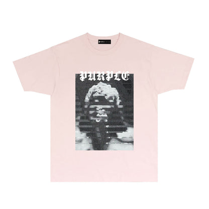 Purple Mushroom Cloud Ape Head Graphic T-Shirt Short Sleeve Casual Streetwear Tee PUR120