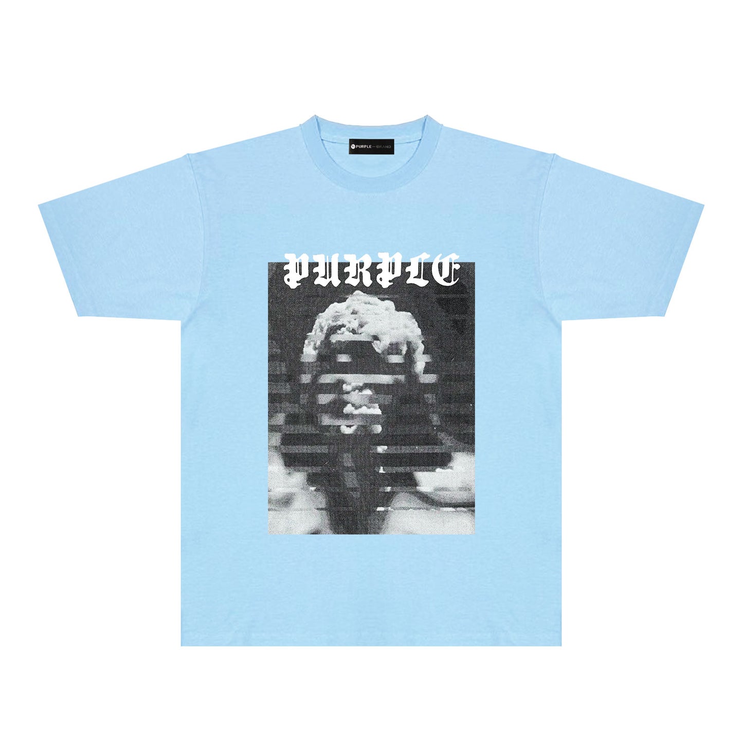 Purple Mushroom Cloud Ape Head Graphic T-Shirt Short Sleeve Casual Streetwear Tee PUR120
