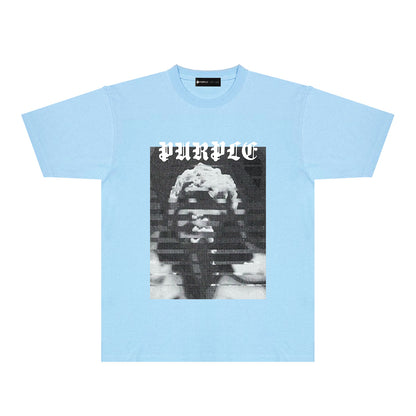 Purple Mushroom Cloud Ape Head Graphic T-Shirt Short Sleeve Casual Streetwear Tee PUR120