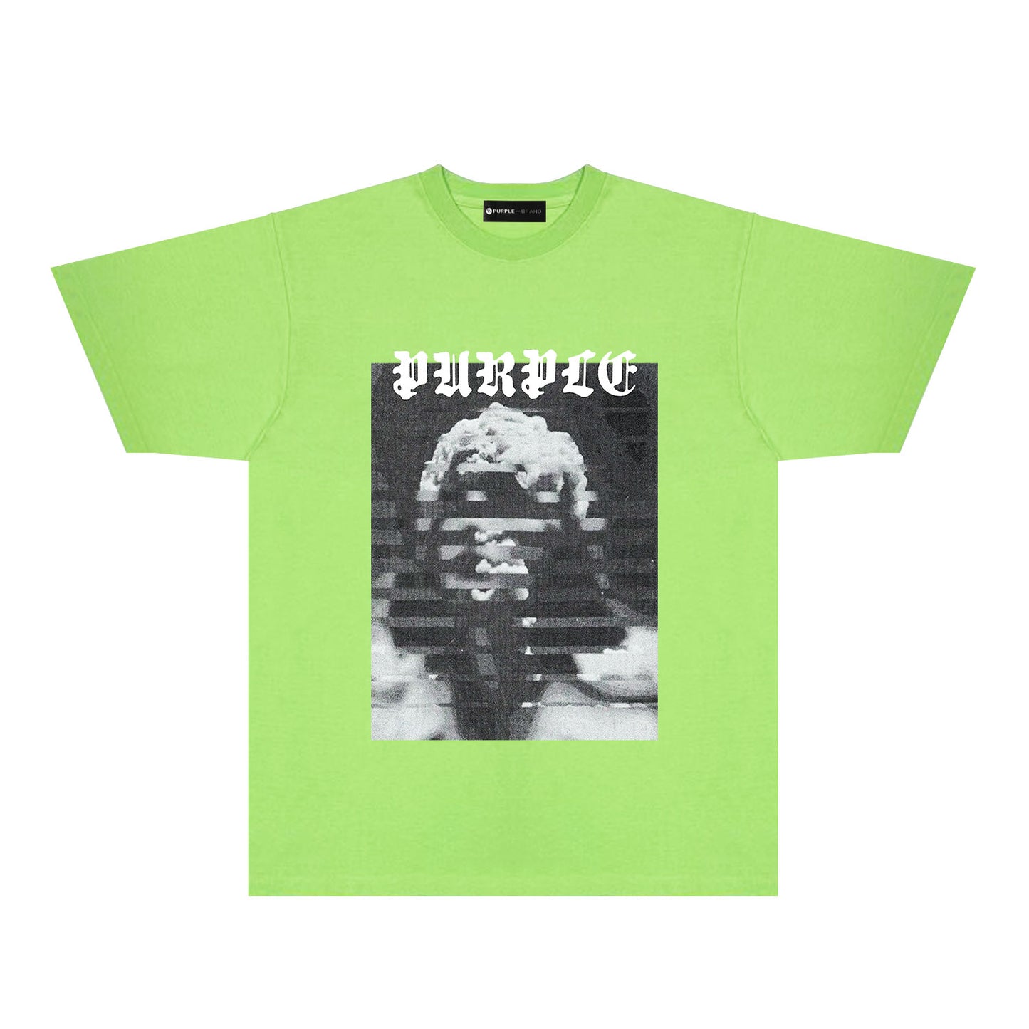 Purple Mushroom Cloud Ape Head Graphic T-Shirt Short Sleeve Casual Streetwear Tee PUR120