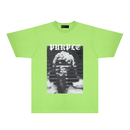 Purple Mushroom Cloud Ape Head Graphic T-Shirt Short Sleeve Casual Streetwear Tee PUR120