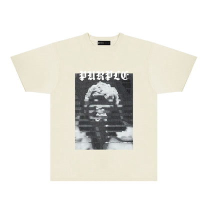 Purple Mushroom Cloud Ape Head Graphic T-Shirt Short Sleeve Casual Streetwear Tee PUR120