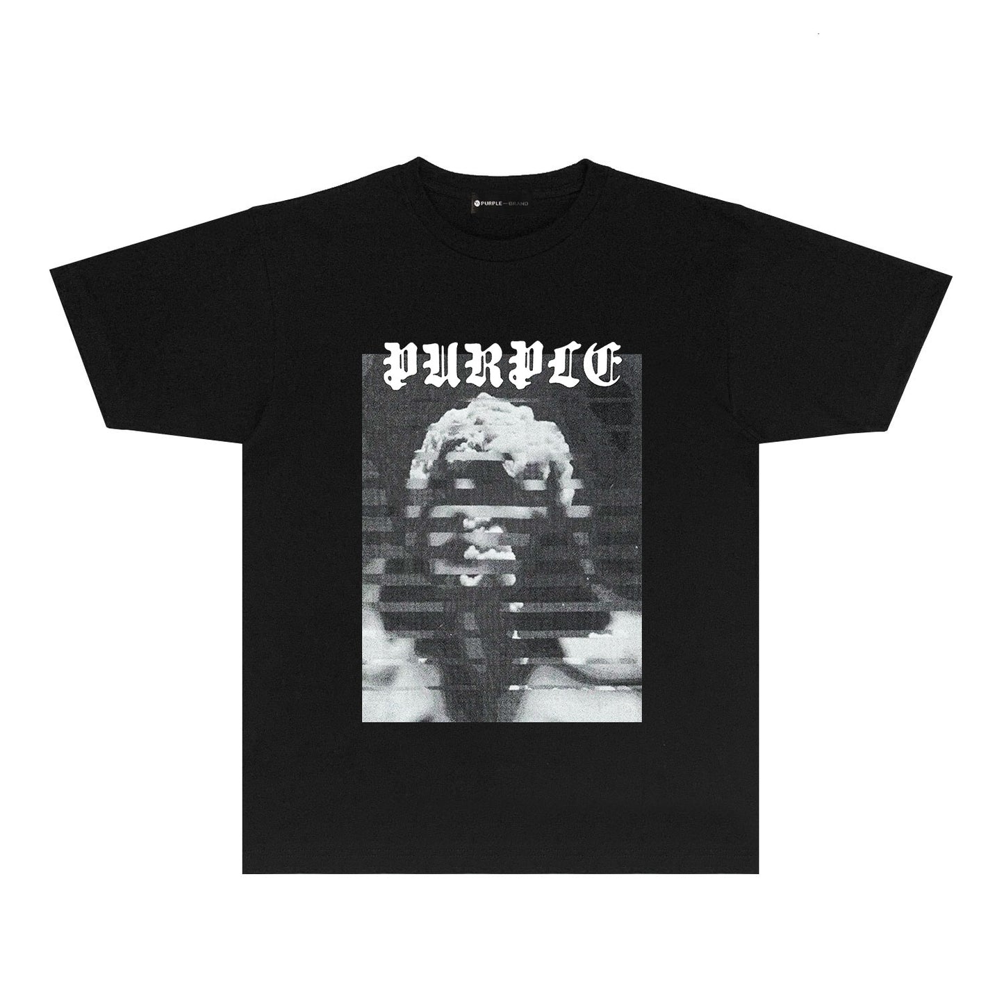 Purple Mushroom Cloud Ape Head Graphic T-Shirt Short Sleeve Casual Streetwear Tee PUR120