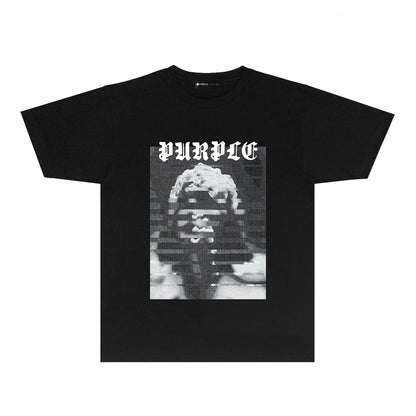 Purple Mushroom Cloud Ape Head Graphic T-Shirt Short Sleeve Casual Streetwear Tee PUR120