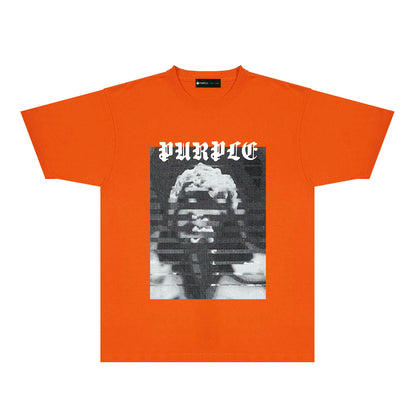 Purple Mushroom Cloud Ape Head Graphic T-Shirt Short Sleeve Casual Streetwear Tee PUR120
