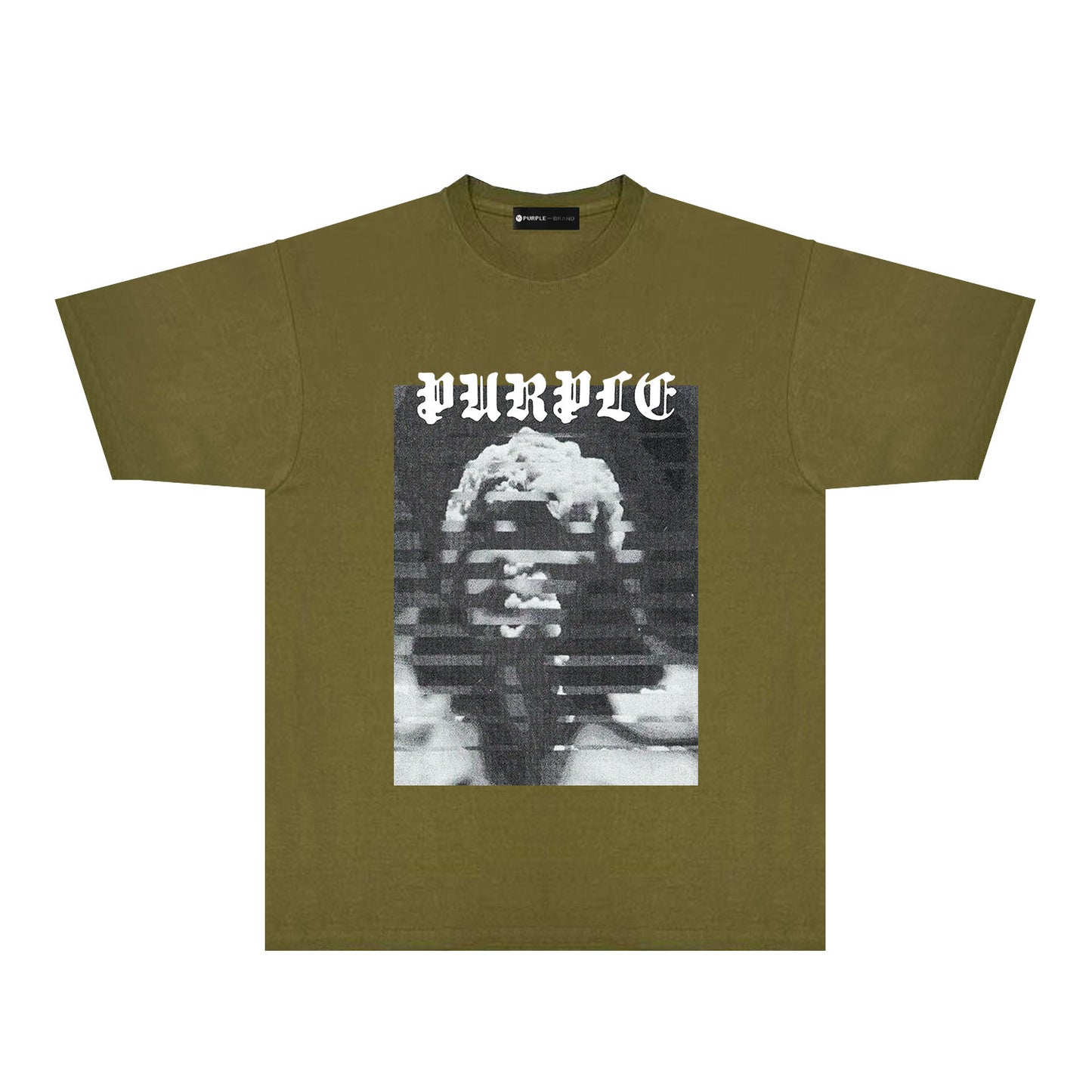 Purple Mushroom Cloud Ape Head Graphic T-Shirt Short Sleeve Casual Streetwear Tee PUR120