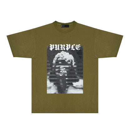 Purple Mushroom Cloud Ape Head Graphic T-Shirt Short Sleeve Casual Streetwear Tee PUR120