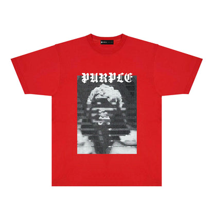 Purple Mushroom Cloud Ape Head Graphic T-Shirt Short Sleeve Casual Streetwear Tee PUR120