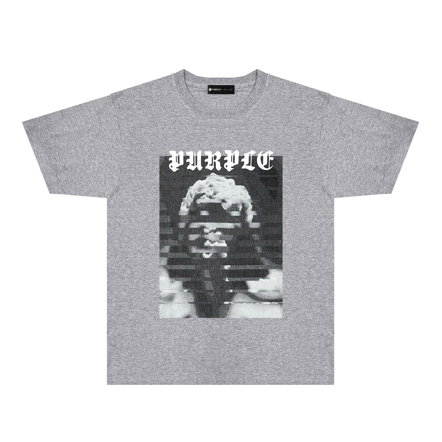 Purple Mushroom Cloud Ape Head Graphic T-Shirt Short Sleeve Casual Streetwear Tee PUR120