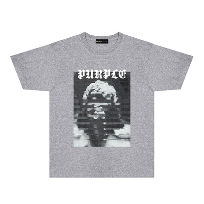 Purple Mushroom Cloud Ape Head Graphic T-Shirt Short Sleeve Casual Streetwear Tee PUR120