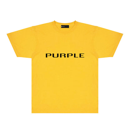 Purple Modern Simplified Letter Graphic T-Shirt Short Sleeve Casual Streetwear Tee PUR121