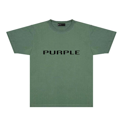 Purple Modern Simplified Letter Graphic T-Shirt Short Sleeve Casual Streetwear Tee PUR121