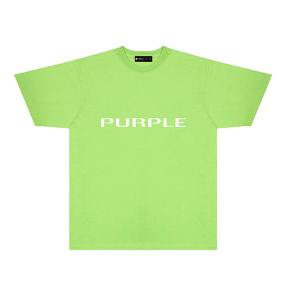 Purple Modern Simplified Letter Graphic T-Shirt Short Sleeve Casual Streetwear Tee PUR121