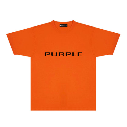 Purple Modern Simplified Letter Graphic T-Shirt Short Sleeve Casual Streetwear Tee PUR121