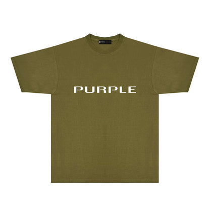 Purple Modern Simplified Letter Graphic T-Shirt Short Sleeve Casual Streetwear Tee PUR121