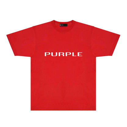 Purple Modern Simplified Letter Graphic T-Shirt Short Sleeve Casual Streetwear Tee PUR121