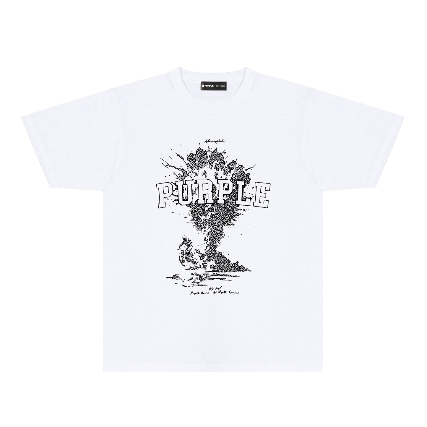 Purple Fractured Motorcycle Graphic T-Shirt Short Sleeve Casual Streetwear Tee PUR123