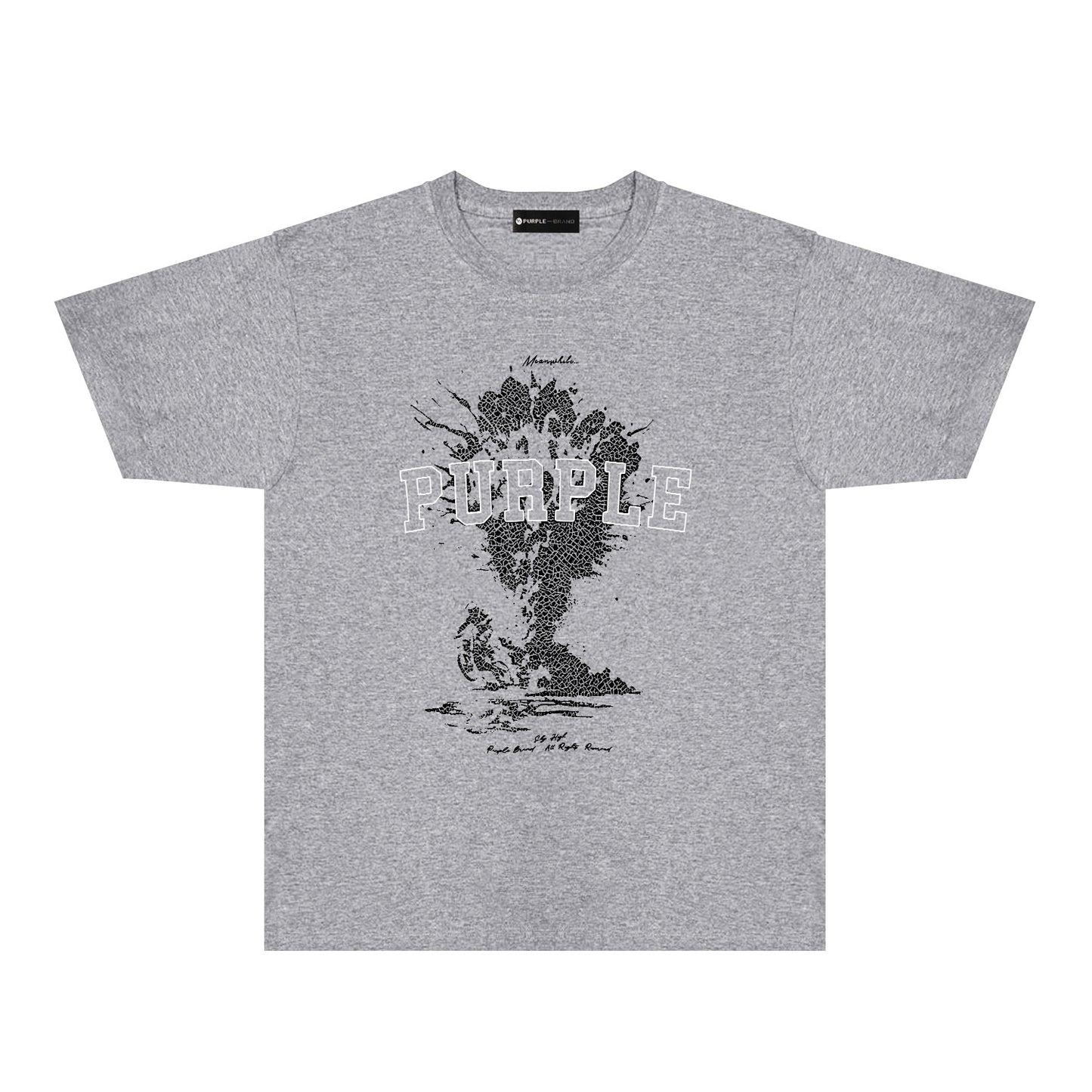 Purple Fractured Motorcycle Graphic T-Shirt Short Sleeve Casual Streetwear Tee PUR123
