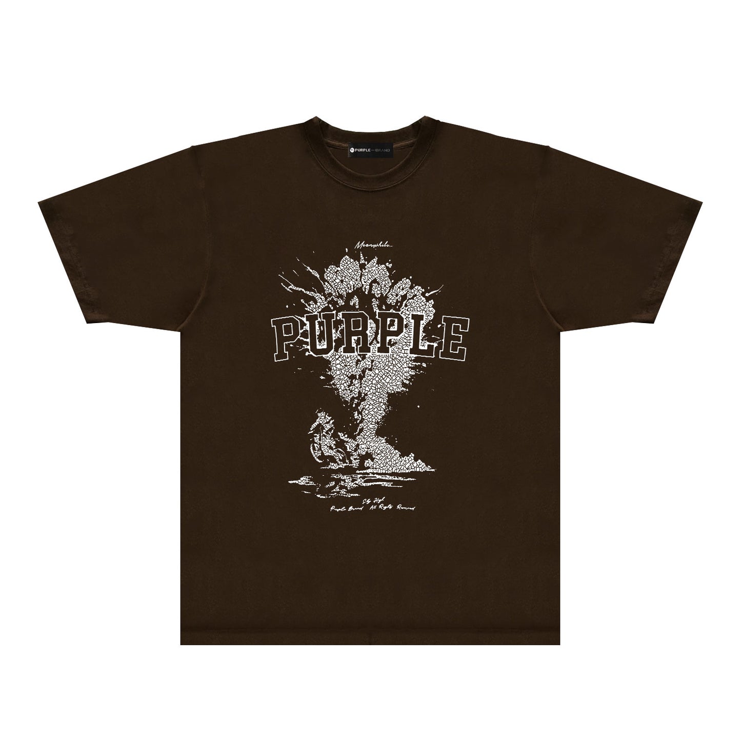 Purple Fractured Motorcycle Graphic T-Shirt Short Sleeve Casual Streetwear Tee PUR123