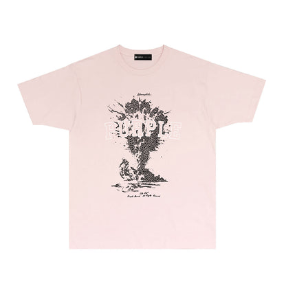 Purple Fractured Motorcycle Graphic T-Shirt Short Sleeve Casual Streetwear Tee PUR123