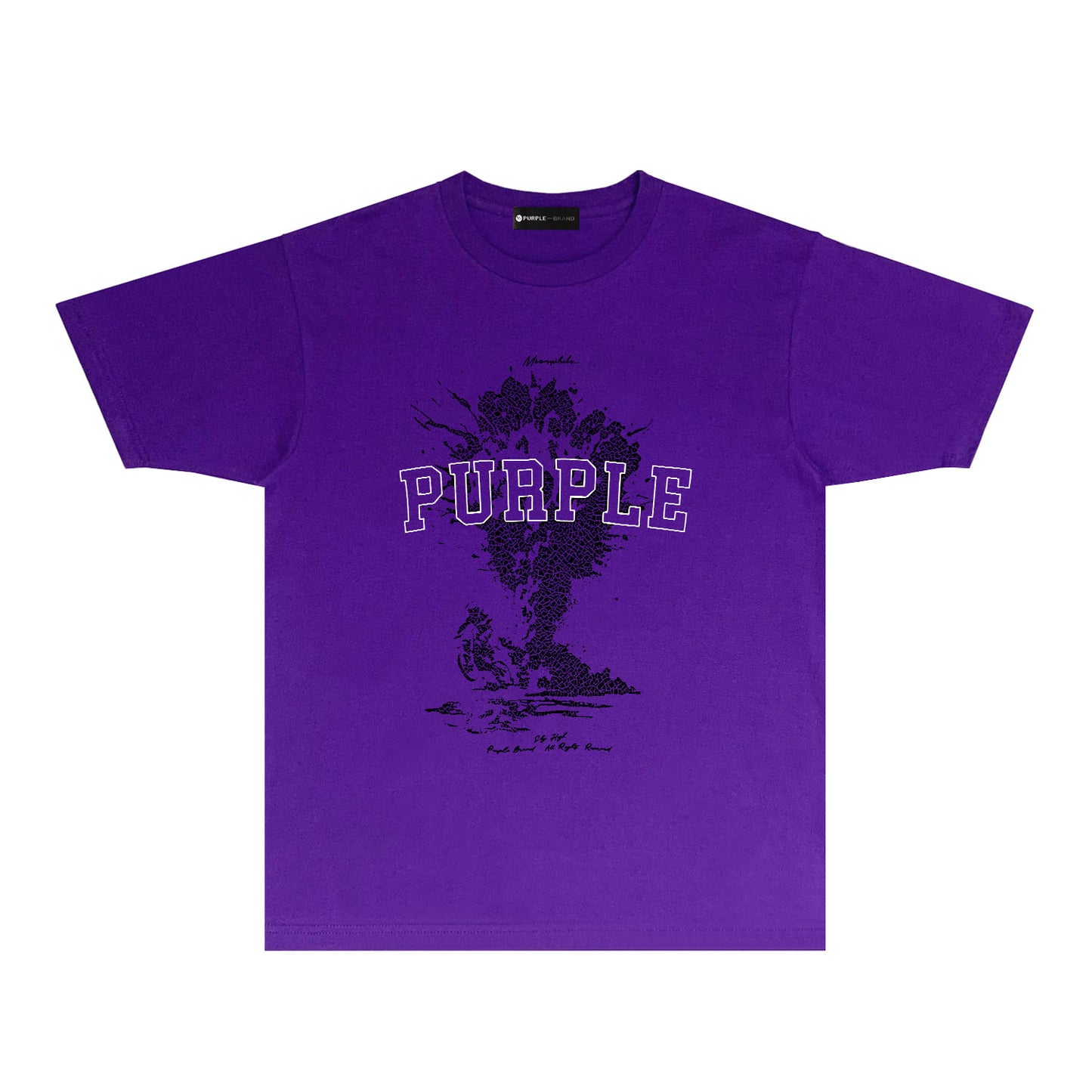Purple Fractured Motorcycle Graphic T-Shirt Short Sleeve Casual Streetwear Tee PUR123