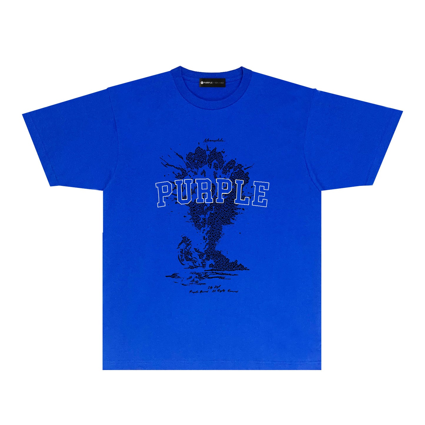 Purple Fractured Motorcycle Graphic T-Shirt Short Sleeve Casual Streetwear Tee PUR123