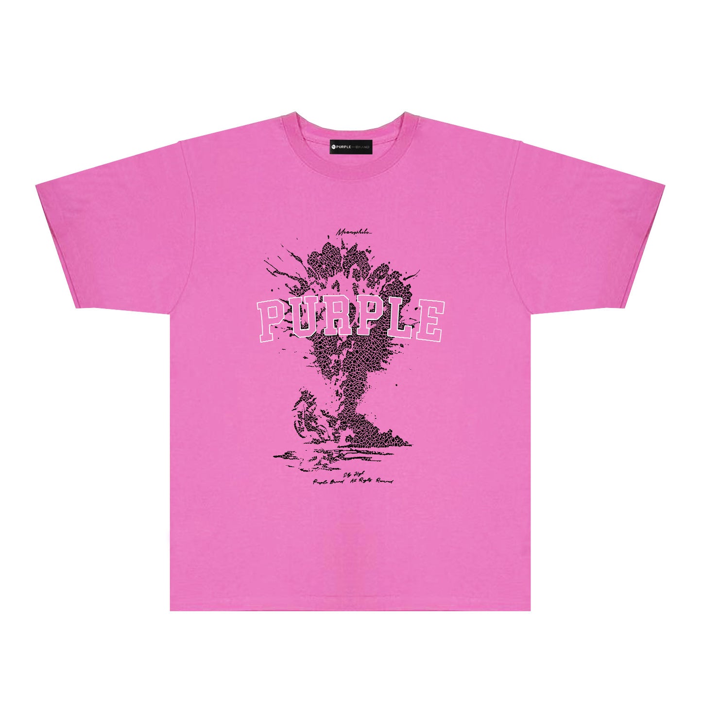 Purple Fractured Motorcycle Graphic T-Shirt Short Sleeve Casual Streetwear Tee PUR123