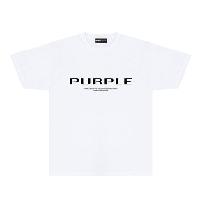 Purple Minimal Font Combination Graphic T-Shirt Short Sleeve Casual Streetwear Tee PUR124