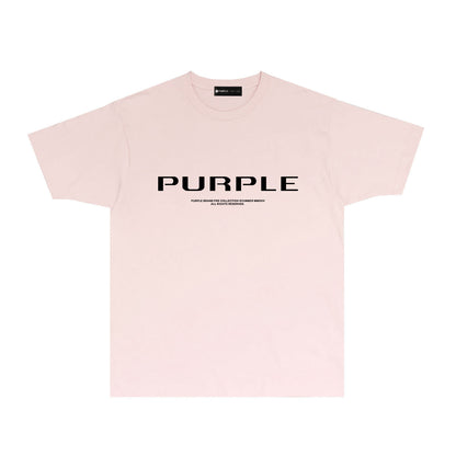 Purple Minimal Font Combination Graphic T-Shirt Short Sleeve Casual Streetwear Tee PUR124