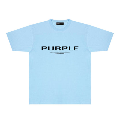 Purple Minimal Font Combination Graphic T-Shirt Short Sleeve Casual Streetwear Tee PUR124