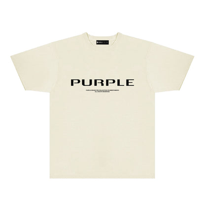 Purple Minimal Font Combination Graphic T-Shirt Short Sleeve Casual Streetwear Tee PUR124