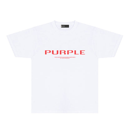 Purple Minimal Font Combination Graphic T-Shirt Short Sleeve Casual Streetwear Tee PUR124
