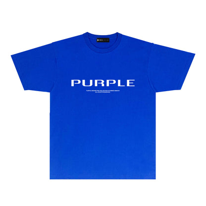 Purple Minimal Font Combination Graphic T-Shirt Short Sleeve Casual Streetwear Tee PUR124