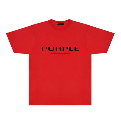 Purple Minimal Font Combination Graphic T-Shirt Short Sleeve Casual Streetwear Tee PUR124