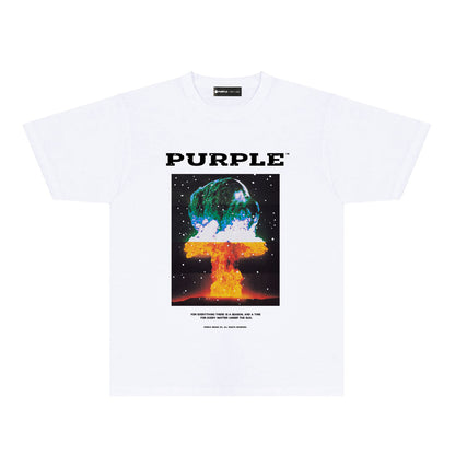 Purple Layered Mushroom Cloud Graphic T-Shirt Short Sleeve Casual Streetwear Tee PUR125