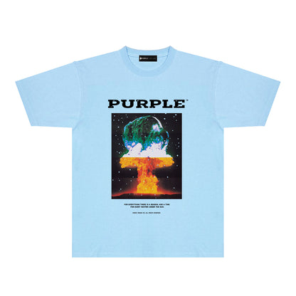 Purple Layered Mushroom Cloud Graphic T-Shirt Short Sleeve Casual Streetwear Tee PUR125
