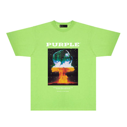 Purple Layered Mushroom Cloud Graphic T-Shirt Short Sleeve Casual Streetwear Tee PUR125