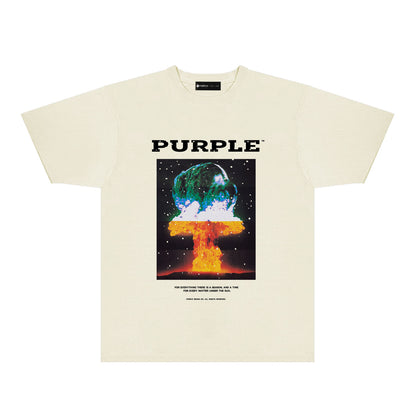Purple Layered Mushroom Cloud Graphic T-Shirt Short Sleeve Casual Streetwear Tee PUR125