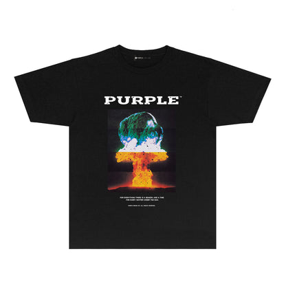 Purple Layered Mushroom Cloud Graphic T-Shirt Short Sleeve Casual Streetwear Tee PUR125